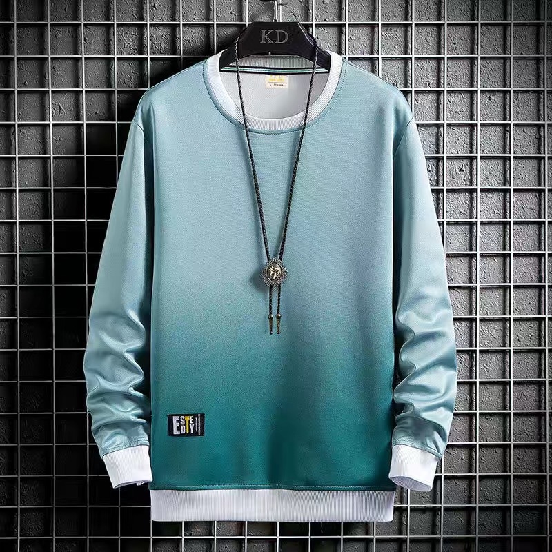 Muška majica dugih rukava s okruglim izrezom, pulover stil, jesensko-proljetna moda, poliester