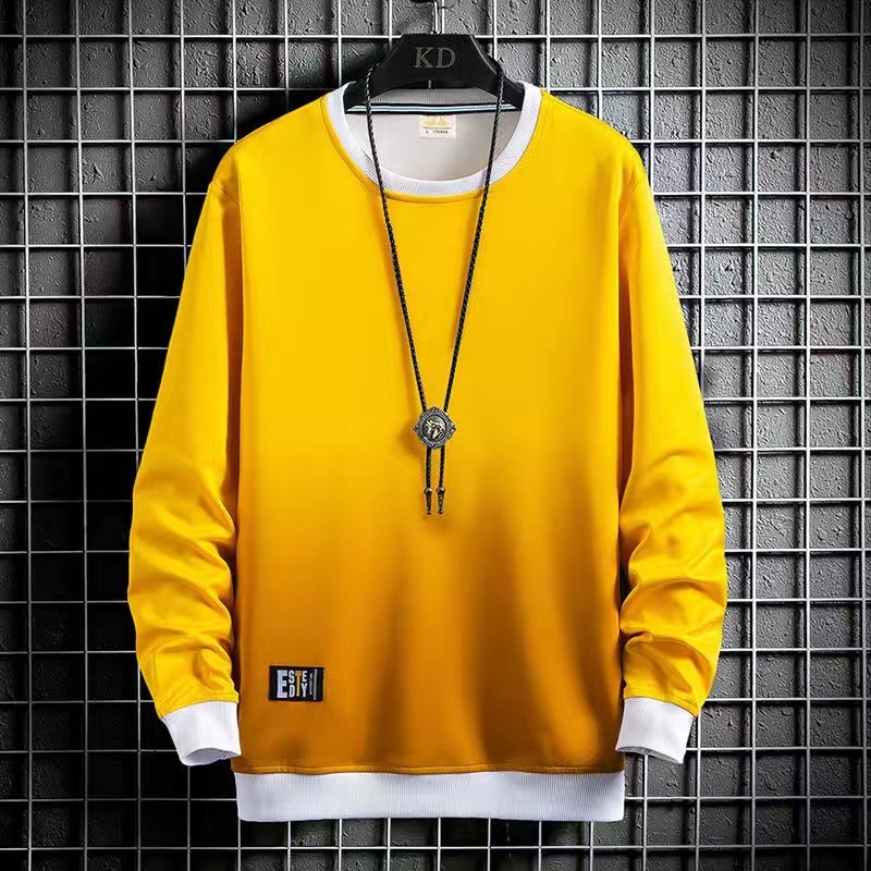 Muška majica dugih rukava s okruglim izrezom, pulover stil, jesensko-proljetna moda, poliester
