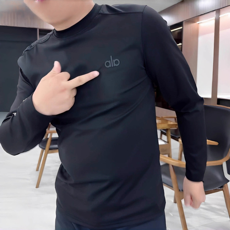 Muška majica s okruglim izrezom, dugi rukav, slim fit, jednobojna poliester tkanina, za proljeće i jesen