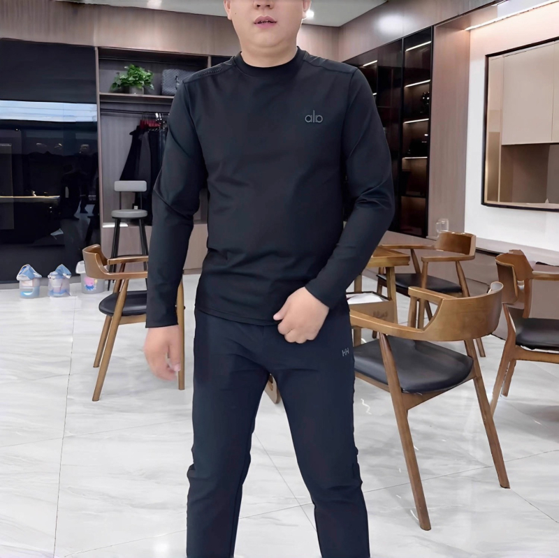 Muška majica s okruglim izrezom, dugi rukav, slim fit, jednobojna poliester tkanina, za proljeće i jesen