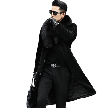 Muški mink kaput — ležerni stil, širok kroj, debeo, s tri gumba za zatvaranje, kvadratni ovratnik