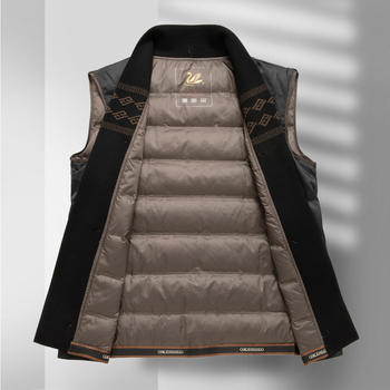 Obostrani vuneni kaput srednje dužine za muškarce srednje dobi, luksuzan i topao poslovni vuneni kaput s odvojivom podstavom od perja