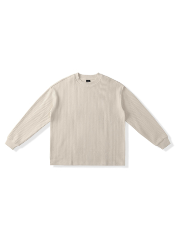 Pleteni sweatshirt s jacquard uzorkom, okrugli izrez, dugi rukavi, široki kroj, pamukova smjesa