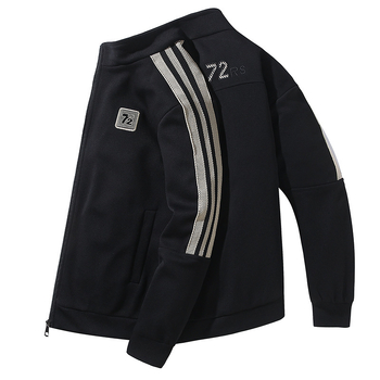 Muška windbreaker jakna s kapuljom, vjetrovodna, prugasti uzorak, slobodan kroj, zatvarač