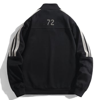 Muška windbreaker jakna s kapuljom, vjetrovodna, prugasti uzorak, slobodan kroj, zatvarač