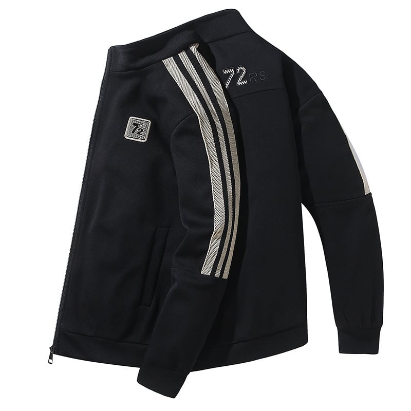 Muška windbreaker jakna s kapuljom, vjetrovodna, prugasti uzorak, slobodan kroj, zatvarač