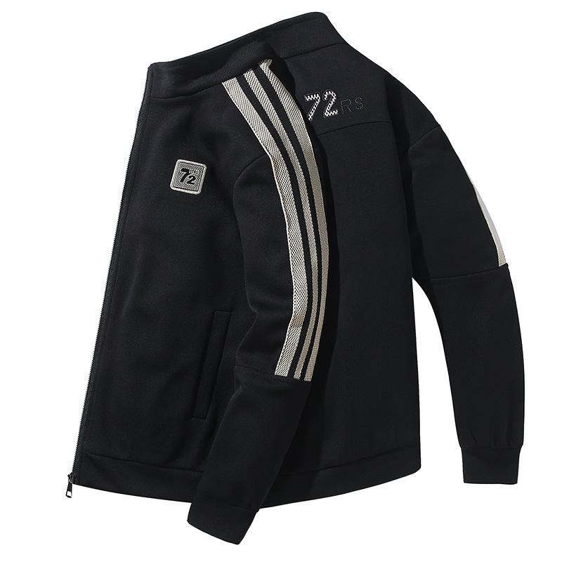 Muška windbreaker jakna s kapuljom, vjetrovodna, prugasti uzorak, slobodan kroj, zatvarač