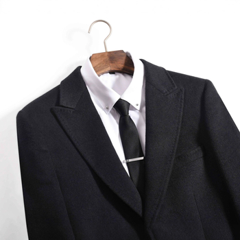 Ανδρικό παλτό από μείγμα μαλλιού – Slim fit, 50% μαλλί, με δύο κουμπιά, πέτο, μονόχρωμο, επένδυση πολυεστέρα, χειμερινή επαγγελματική ενδυμασία