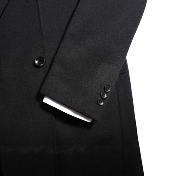 Ανδρικό παλτό από μείγμα μαλλιού – Slim fit, 50% μαλλί, με δύο κουμπιά, πέτο, μονόχρωμο, επένδυση πολυεστέρα, χειμερινή επαγγελματική ενδυμασία