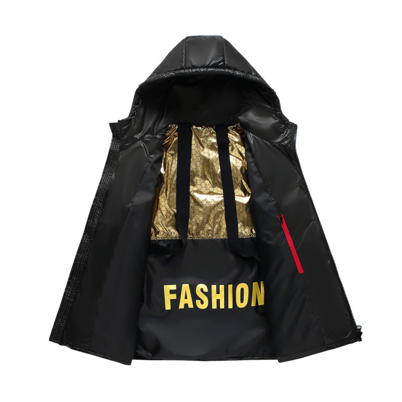 Išorinis žieminis švarkas su gobtuvu, laisvas kirpimas, stora medžiaga, priekinis užtrauktukas, Silk Cotton audinys