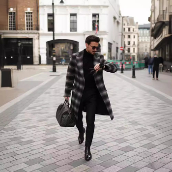 Παλτό με καρό μοτίβο, μαλλί-πολυεστερικό μείγμα (86-95% πολυεστέρα), μονόμπροστο κλείσιμο, πέτο