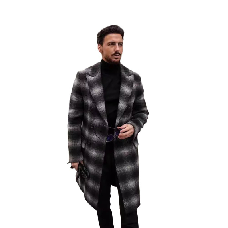 Παλτό με καρό μοτίβο, μαλλί-πολυεστερικό μείγμα (86-95% πολυεστέρα), μονόμπροστο κλείσιμο, πέτο