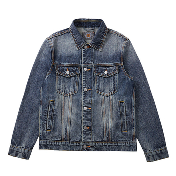 Muška pamučna denims jakna - slim fit, dugi rukav, ovratnik s reverom, proljeće i jesen, plus veličina, američki retro workwear
