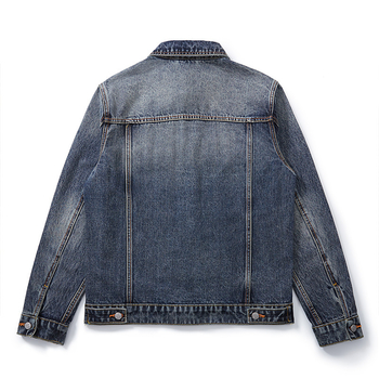 Muška pamučna denims jakna - slim fit, dugi rukav, ovratnik s reverom, proljeće i jesen, plus veličina, američki retro workwear