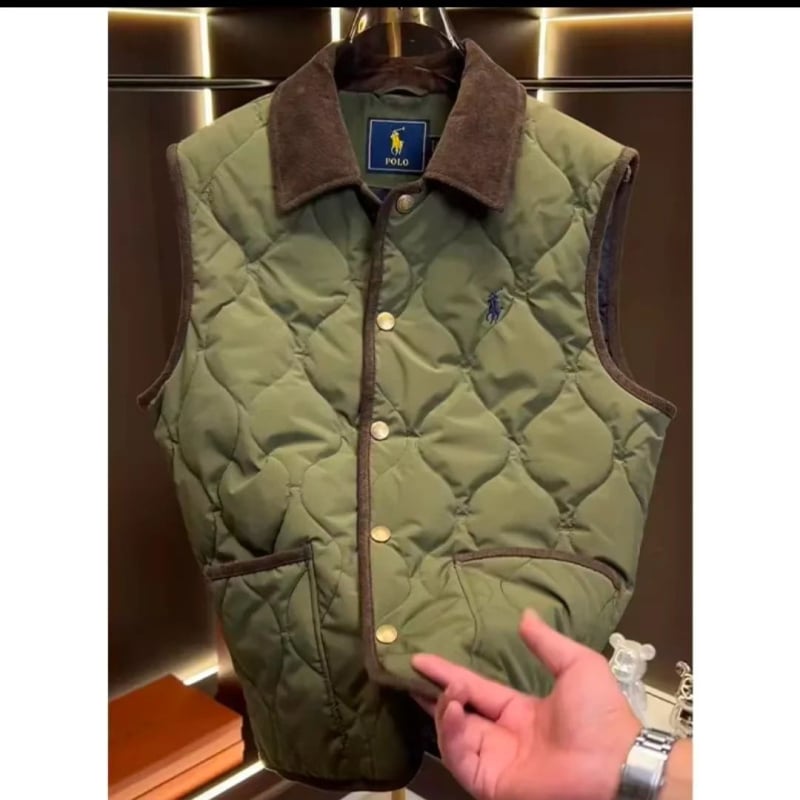 Muška lagano topla pamučna vesta za jesen i zimu s reverom, casual stil