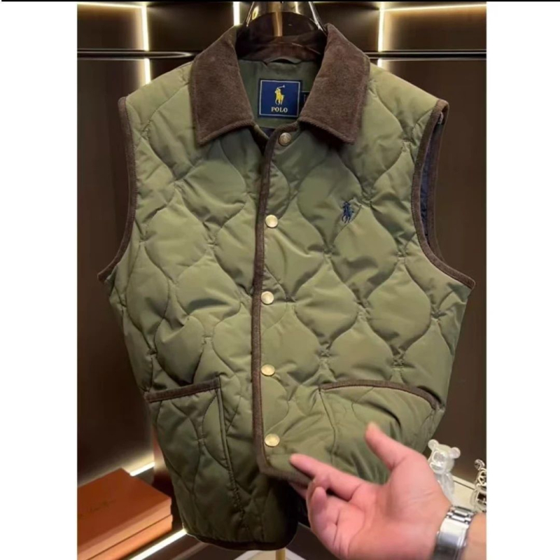 Muška lagano topla pamučna vesta za jesen i zimu s reverom, casual stil