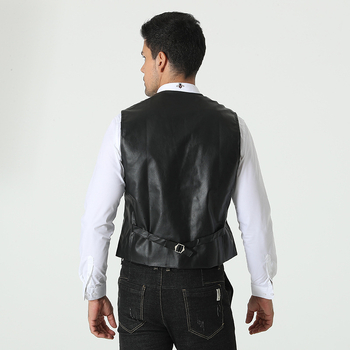 Muška PU kožna vesta – Slim fit, bez ovratnika, jednostruko kopčanje, britanski retro stil, pogodna za sve sezone