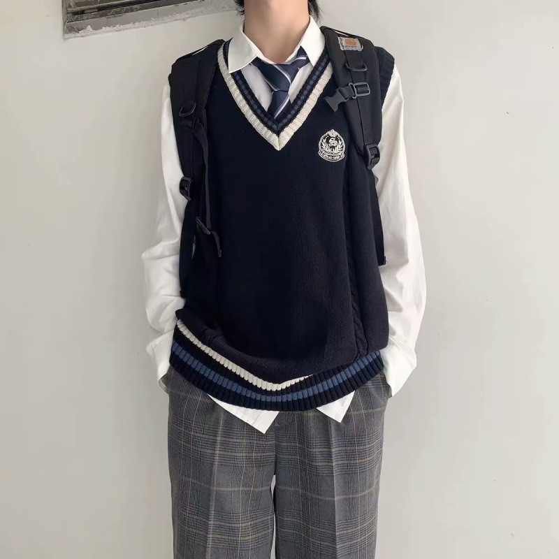 Безръкав жилет, плетен, свободна кройка, едноцветен модел, памук 95%, за тийнейджъри, зима (Свободна кройка; Едноцветен модел; Памук 95%; За зима; За тийнейджъри)