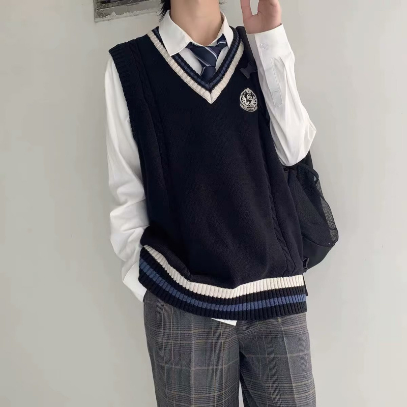 Безръкав жилет, плетен, свободна кройка, едноцветен модел, памук 95%, за тийнейджъри, зима (Свободна кройка; Едноцветен модел; Памук 95%; За зима; За тийнейджъри)