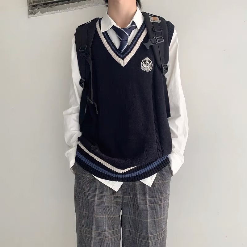 Безръкав жилет, плетен, свободна кройка, едноцветен модел, памук 95%, за тийнейджъри, зима (Свободна кройка; Едноцветен модел; Памук 95%; За зима; За тийнейджъри)