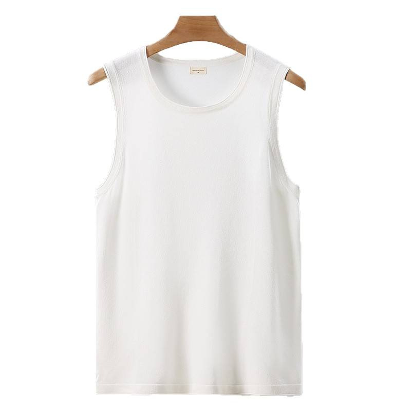 Мъжки спортен потник без ръкави – свободна кройка, модел с гладък дизайн, плат от бамбуково влакно с 76,5% вискоза, за тренировки, лято 2025