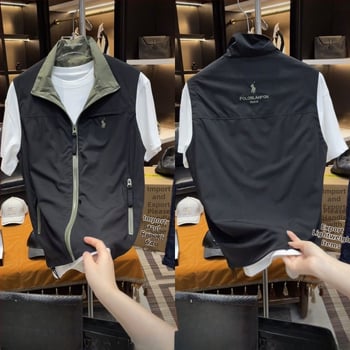 Crna vanjska vesta u stilu samuraja – visokokvalitetna, ljetna ležerna moda, zip, bočni džepovi