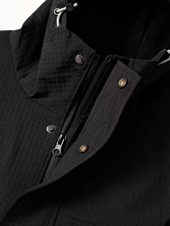 Vesta de lucru pentru bărbați, cu glugă, guler înalt, fermoar, croială lejeră, 100% poliester, mai multe buzunare