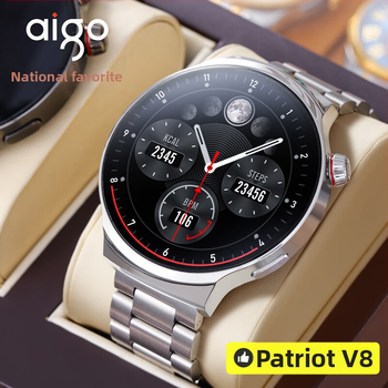 Patriot V8 smartwatch pentru bărbați – cadran rotund, apel Bluetooth, NFC, încărcare USB, rezistență la apă zilnică