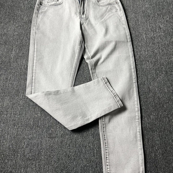 Blugi bărbați cu design triunghi, croială slim straight casual (talie dublă; fermoar cu bandă; catifea texturată; țesătură poliester; patru sezoane)