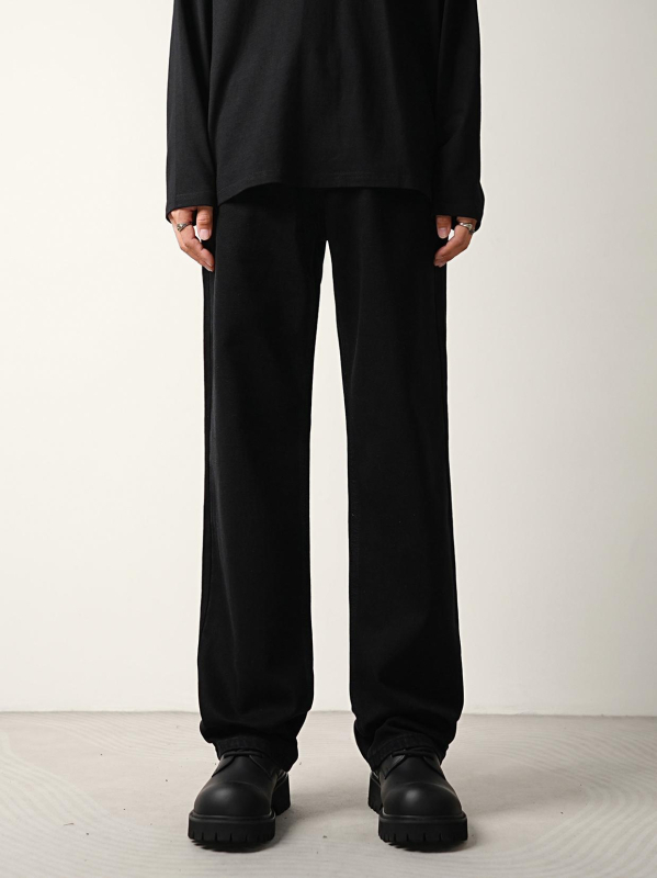 Jeans bărbați cu croială largă și micro-flare, căptușiți cu fleece, talie medie, nasturi în față, croială dreaptă