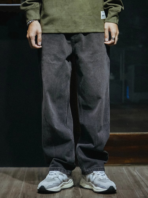 Blugi din denim cu căptușeală din fleece, talie înaltă, croi drept, lungime croppată