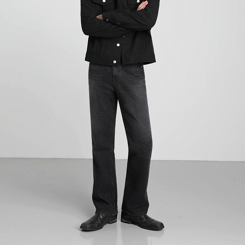 Blugi bărbați cu căptușeală de catifea, croială dreaptă largă, bumbac, talie medie, stil de toamnă