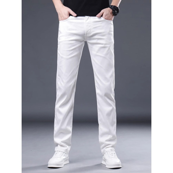 Jeans croială dreaptă, denim din bumbac, talie medie, închidere cu fermoar