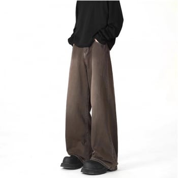 Blugi denim pentru bărbați - croială lejeră, drepti, talie medie, închidere cu șiret, căptușeală de fleece