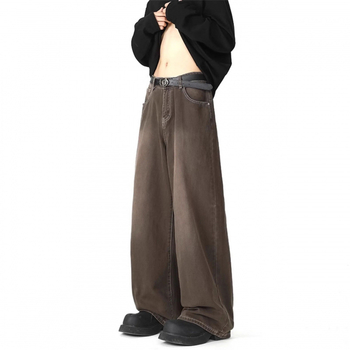 Blugi denim pentru bărbați - croială lejeră, drepti, talie medie, închidere cu șiret, căptușeală de fleece