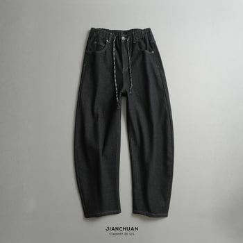 Jeanși bărbătești de iarnă din denim de bumbac, croială dreaptă, căptușeală din catifea