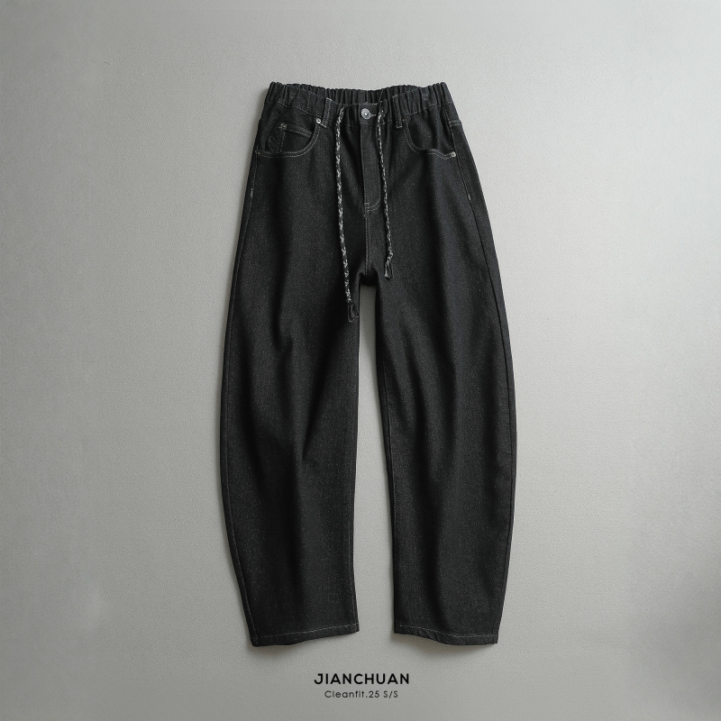 Jeanși bărbătești de iarnă din denim de bumbac, croială dreaptă, căptușeală din catifea