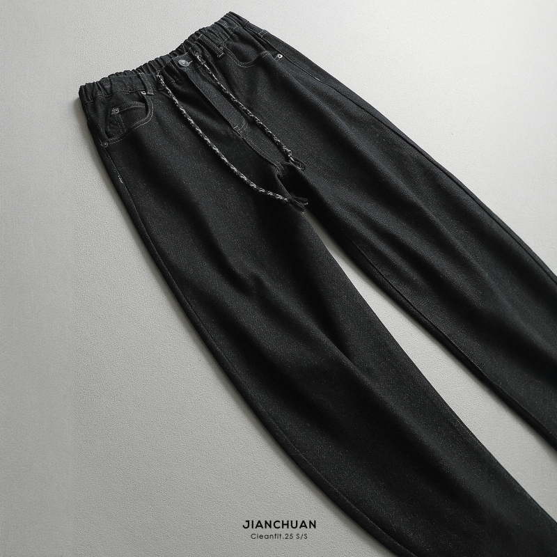 Jeanși bărbătești de iarnă din denim de bumbac, croială dreaptă, căptușeală din catifea