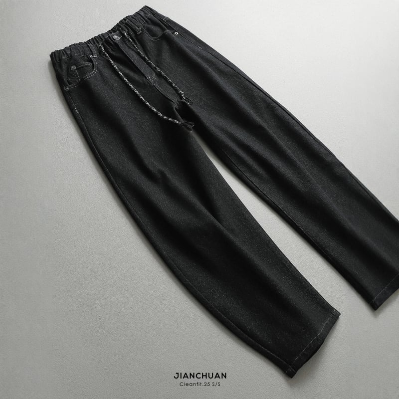 Jeanși bărbătești de iarnă din denim de bumbac, croială dreaptă, căptușeală din catifea