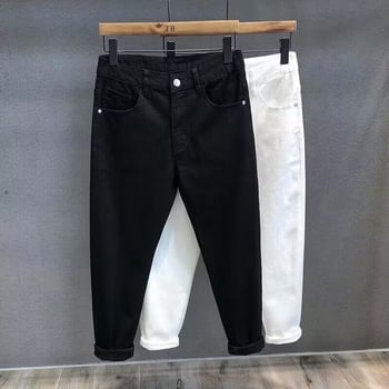 Jeanși pentru bărbați din denim/cotton, microelastic, talie medie, lungime cropped