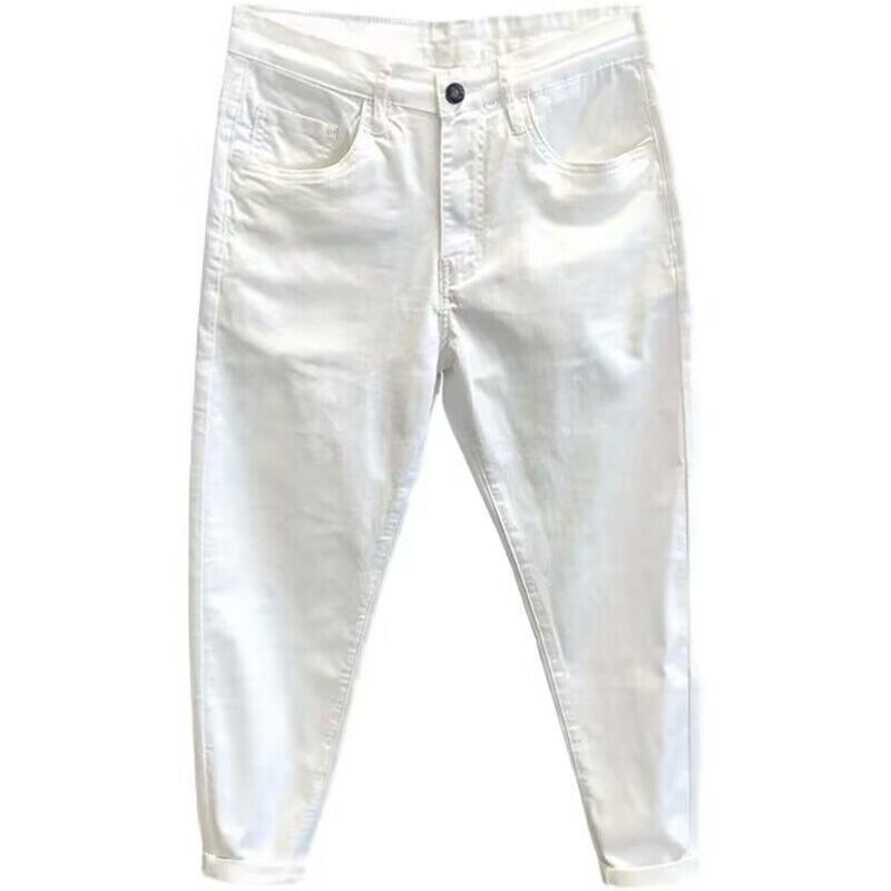 Jeanși pentru bărbați din denim/cotton, microelastic, talie medie, lungime cropped