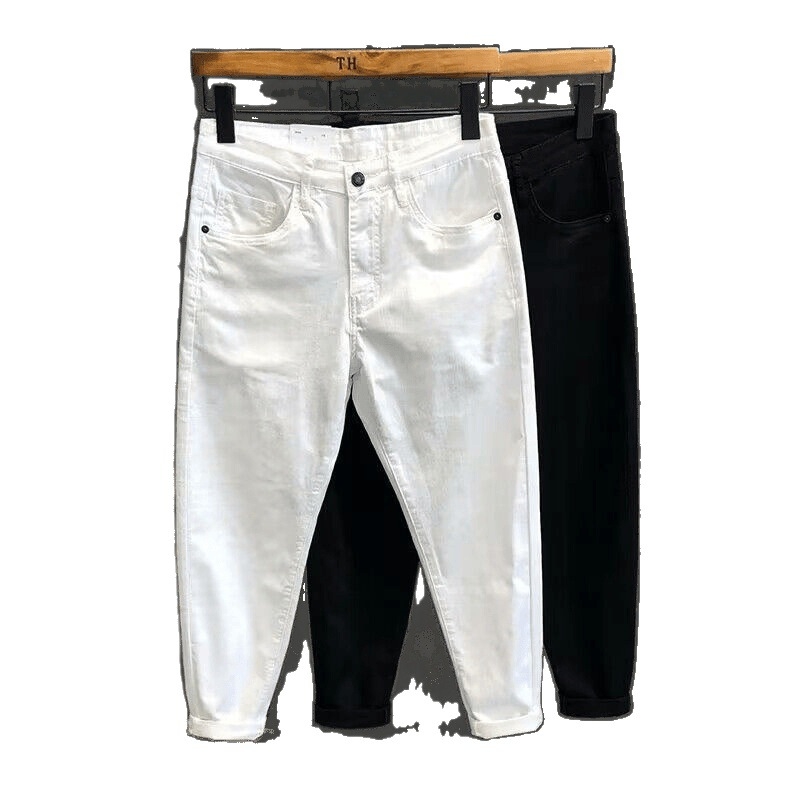 Jeanși pentru bărbați din denim/cotton, microelastic, talie medie, lungime cropped