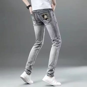 Jeansi pentru bărbați Slim-Fit, croială dreaptă, detaliu jacquard, căptușeală fleece, talie dublă