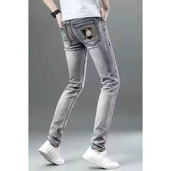 Jeansi pentru bărbați Slim-Fit, croială dreaptă, detaliu jacquard, căptușeală fleece, talie dublă