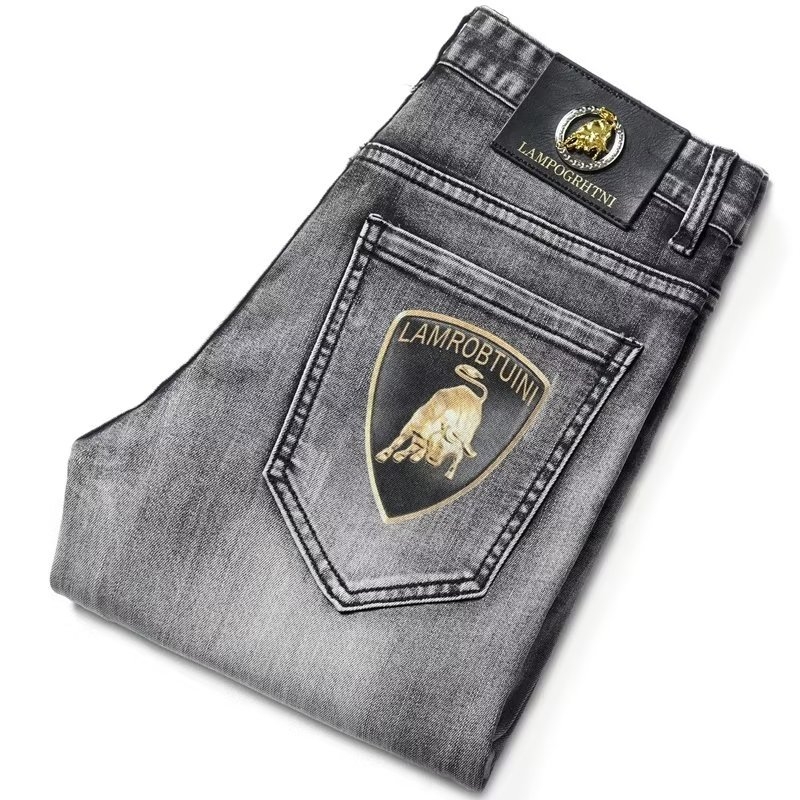 Jeansi pentru bărbați Slim-Fit, croială dreaptă, detaliu jacquard, căptușeală fleece, talie dublă