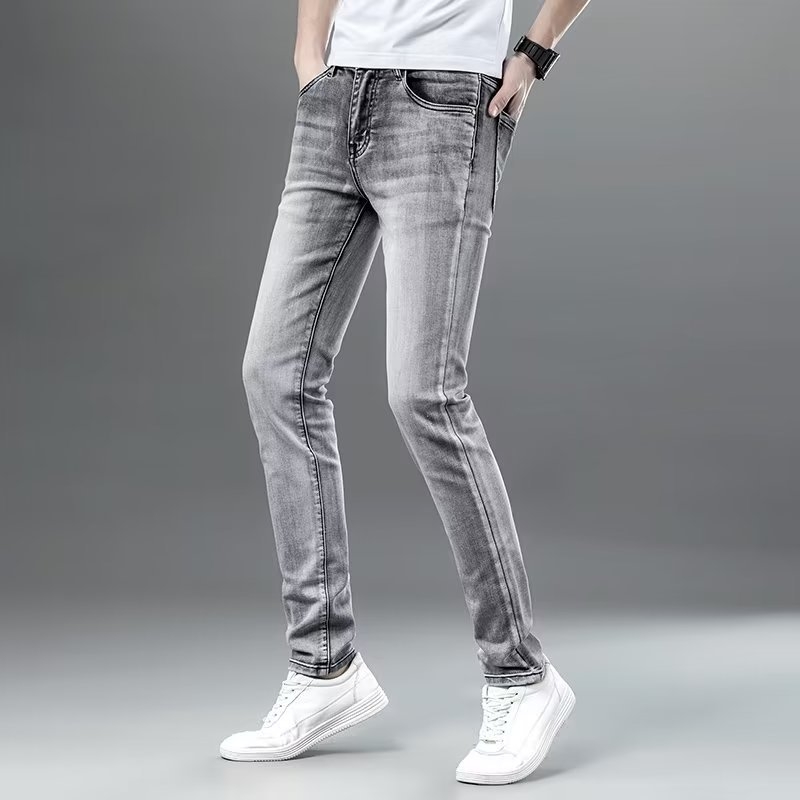 Jeansi pentru bărbați Slim-Fit, croială dreaptă, detaliu jacquard, căptușeală fleece, talie dublă