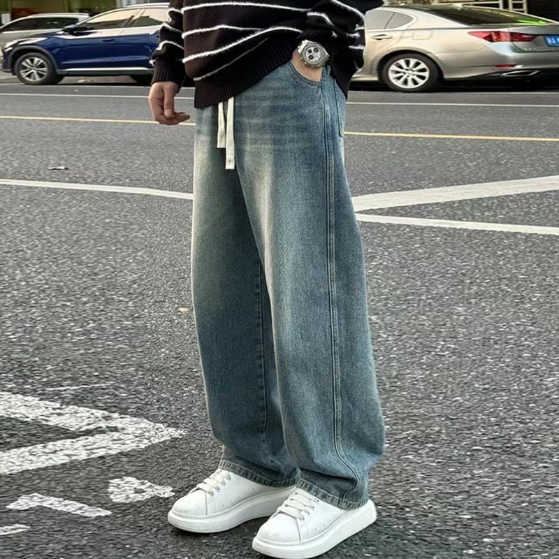 Blugi chenille cu fleece, croială dreaptă, material acrilic, iarnă