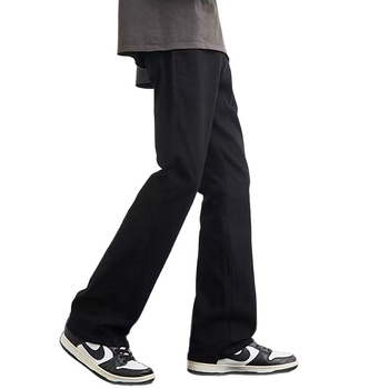 Jeansi unisex cu căptușeală fleece, groși, croială lejeră micro-flare, talie medie, închidere cu fermoar