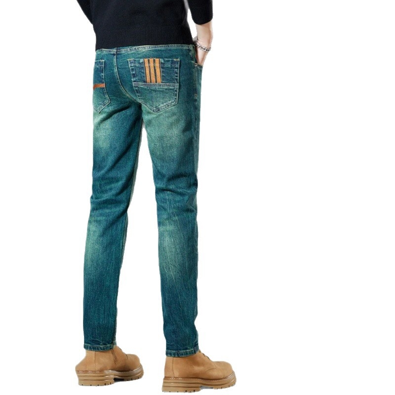 Muške traperice od denima s elastinom, ravnog kroja, distresirane, casual slim-fit