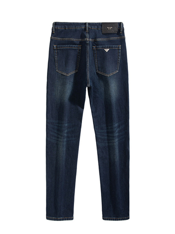 Дънки за мъже със slim-права кройка, деним с 89% памук, подплатени с флис, средна талия, цип